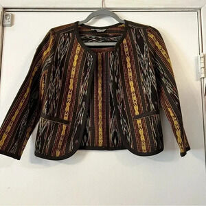 Rubbish Embroidered Tribal Bolero Jacket Open Front Blazer Boho Small